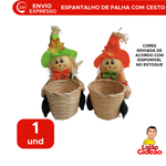 Espantalho Palha Com Cesta Festa Junina Arraia Decoração 26cm x11cm