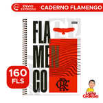 Caderno 10 Matérias do Flamengo com 160 Folhas Universitário Com Adesivos - Branco