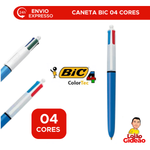 Caneta BIC 4 Cores 1mm Clássica Azul Preto Vermelho Verde Escolar