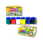 Kit Pintura a Dedo Escolar Acrilex 6 cores Artesanato Artes