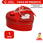 Caixa De Presente Coração De Metal Com Ursinho E Rosas 12cm x 5cm