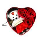 Caixa De Presente Coração De Metal Com Ursinho E Rosas 12cm x 5cm