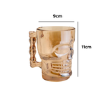 Caneca Caveira Gold De Vidro Viking Bebidas Chopp Cerveja Rock Drink Style 400ml 9cm x 11cm