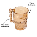 Caneca Caveira Gold De Vidro Viking Bebidas Chopp Cerveja Rock Drink Style 400ml 9cm x 11cm