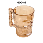 Caneca Caveira Gold De Vidro Viking Bebidas Chopp Cerveja Rock Drink Style 400ml 9cm x 11cm