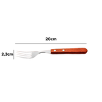 Jogo Com 6 Garfo De Mesa Aço Inox Cabo De Madeira 20cm x 2,3cm