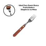 Jogo Com 6 Garfo De Mesa Aço Inox Cabo De Madeira 20cm x 2,3cm