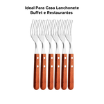 Jogo Com 6 Garfo De Mesa Aço Inox Cabo De Madeira 20cm x 2,3cm