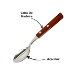 Jogo De 6 Colher De Mesa Aço Com Cabo De Madeira 20cm x 3,9cm Talher