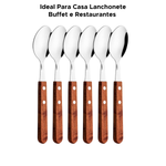 Jogo De 6 Colher De Mesa Aço Com Cabo De Madeira 20cm x 3,9cm Talher