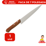 Faca Atenas 7 Polegadas Aço Inox Com Cabo De Madeira 30,7cm x 3,7cm Multiuso Cozinha Churrasco Carne Salada Legumes