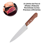 Faca Atenas 7 Polegadas Aço Inox Com Cabo De Madeira 30,7cm x 3,7cm Multiuso Cozinha Churrasco Carne Salada Legumes