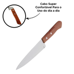 Faca Atenas 7 Polegadas Aço Inox Com Cabo De Madeira 30,7cm x 3,7cm Multiuso Cozinha Churrasco Carne Salada Legumes