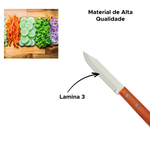 Faca 3 Polegadas de Inox Cabo De Madeira Para Cozinha Churrascos Legumes Saladas 17,5cm x8cm