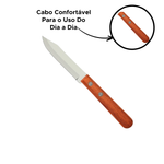 Faca 3 Polegadas de Inox Cabo De Madeira Para Cozinha Churrascos Legumes Saladas 17,5cm x8cm