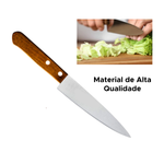 Faca Atenas 6 Polegadas Aço Inox Com Cabo De Madeira 28cm x 3,3cm Multiuso Cozinha Churrasco Carne Salada Legumes
