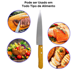 Faca Atenas 6 Polegadas Aço Inox Com Cabo De Madeira 28cm x 3,3cm Multiuso Cozinha Churrasco Carne Salada Legumes