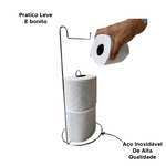 Porta Suporte Papel Higiênico De Chão 3 Rolos Cromado Aço 14,5cm x 35,5cm