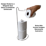 Porta Suporte Papel Higiênico De Chão 3 Rolos Cromado Aço 14,5cm x 35,5cm