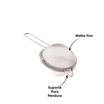 Kit Com 3 Peneira Inox 8/10/12cm Para Cozinha Drinks Confeitaria Polvilhar Peneirar Açúcar Farinha