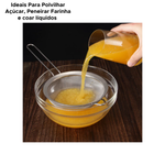Kit Com 3 Peneira Inox 8/10/12cm Para Cozinha Drinks Confeitaria Polvilhar Peneirar Açúcar Farinha