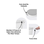 Pote Hermético Retângula Transparente Tampa Com 4 Trava 1500ml