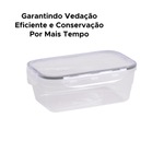 Pote Hermético Retângula Transparente Tampa Com 4 Trava 1500ml