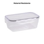 Pote Hermético Retangular De Plástico Com Tampa Trava Transparente 1000ml