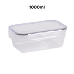 Pote Hermético Retangular De Plástico Com Tampa Trava Transparente 1000ml