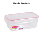 Pote Hermético Retangular De Plástico Com Tampa Trava Transparente 1000ml
