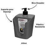 Dispenser Porta Detergente E Bucha 2x1 Detergente Suporte Porta Bucha Esponja Limpeza 610ml 12cm x 9cm x 18cm