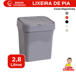 Lixeira de Pia Cesto Com Tampa Removível Plástica Basic 2,8L Banheiro Cozinha Reforçado 21cm x 18cm