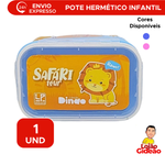 Pote Hermético De Plástico Tampa Com Trava Baby Dindo Safari 500ml Kids Infantil