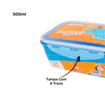 Pote Hermético De Plástico Tampa Com Trava Baby Dindo Safari 500ml Kids Infantil