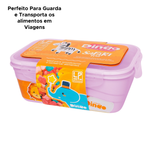 Pote Hermético De Plástico Tampa Com Trava Baby Dindo Safari 500ml Kids Infantil