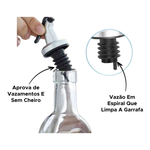 Galheteiro Porta Azeite Óleo Vinagre Shoyu Pimenta Molheira Aço Inox Vidro Bico Dosador Resistente Prático 300ml