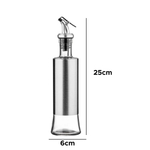 Galheteiro Porta Azeite Óleo Vinagre Shoyu Pimenta Molheira Aço Inox Vidro Bico Dosador Resistente Prático 300ml