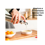 Galheteiro Porta Azeite Óleo Vinagre Shoyu Pimenta Molheira Aço Inox Vidro Bico Dosador Resistente Prático 300ml