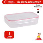 Marmita Hermética Retângula De Plástico Com Trava Na Tampa E Divisória 1L 21,5cm x 5,5cm x 15cm