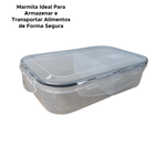 Marmita Hermética Retângula De Plástico Com Trava Na Tampa E Divisória 1L 21,5cm x 5,5cm x 15cm
