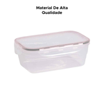 Pote Hermético Retângula Transparente Tampa Com 4 Trava 500ml