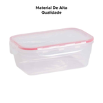 Pote Hermético Retângula Transparente Tampa Com 4 Trava 500ml
