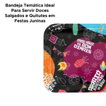 Bandeja Retangular Para Festa Junina Arraia São João Caipira Resistente 34cm x 24cm