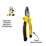 Alicate Universal 8 Polegada Profissional Multiuso Em Aço Carbono Cabo Isolado Borracha