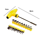 Kit Jogo De Chave Intercambiável Com 22 Peças De Aço E Plástico Resistente