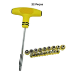 Kit Jogo De Chave Intercambiável Com 22 Peças De Aço E Plástico Resistente