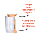 POTE PARA MANTIMENTOS COM COLHER 500ML VIDRO