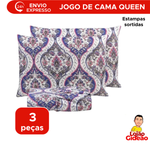Jogo De Lençol Microfibra Com Elástico E Fronha Queen 3 Peças 100% Poliéster Sortido