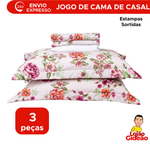Jogo De Lençol Microfibra Com Elástico E Fronha Casal Estampado 3 Peças Sortido