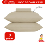 Jogo De Cama De Casal Super Cotton Simples Liso Com Elast 3 Peças